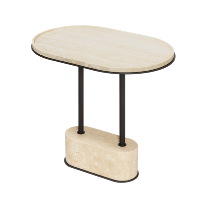 Sorrento Marble Oval Side Table with Metal Base