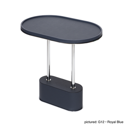 Sorrento Leather-Covered Oval Side Table with Metal Base, L