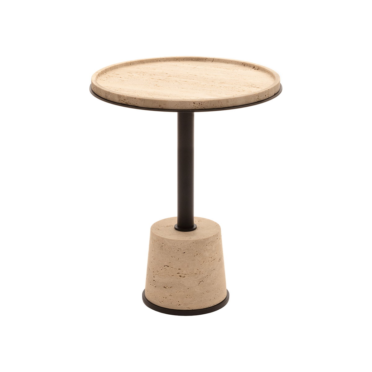 Giobagnara | Sorrento Marble Coffee Table: Round marble top and leather base on slender metal stem with metal rings — small, medium, large | Furniture | 2Jour Concierge, your luxury lifestyle shop | luxury marble coffee table, Giobagnara Sorrento, leather base coffee table, Italian designer furniture