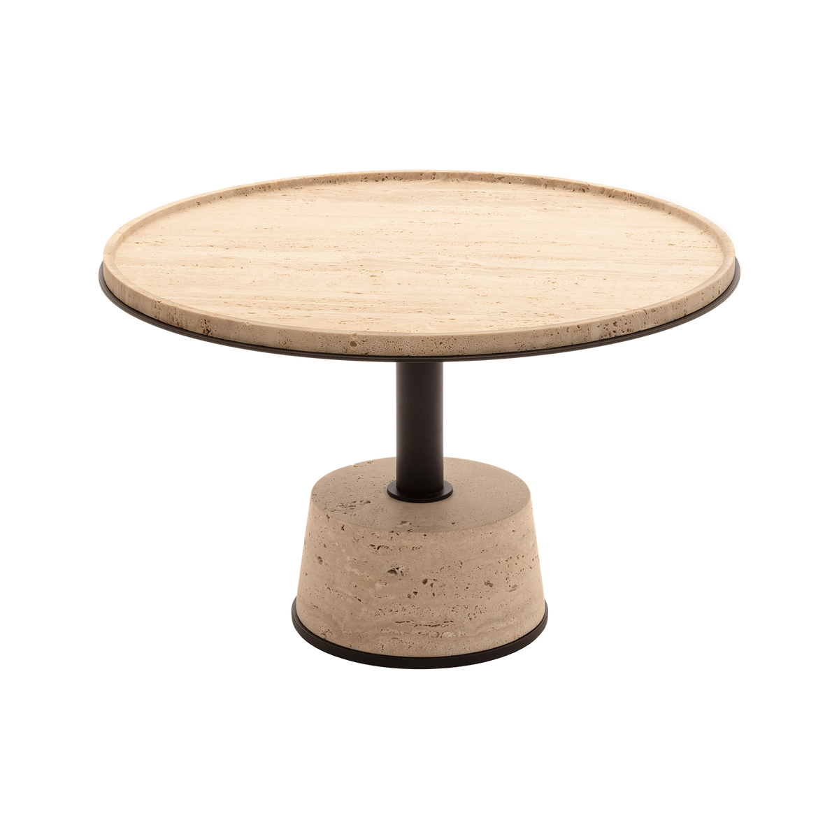 Giobagnara | Sorrento Marble Coffee Table: Round marble top and leather base on slender metal stem with metal rings — small, medium, large | Furniture | 2Jour Concierge, your luxury lifestyle shop | luxury marble coffee table, Giobagnara Sorrento, leather base coffee table, Italian designer furniture