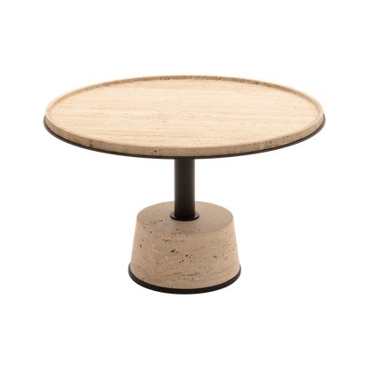 Giobagnara | Sorrento Marble Coffee Table: Round marble top and leather base on slender metal stem with metal rings — small, medium, large | Furniture | 2Jour Concierge, your luxury lifestyle shop | luxury marble coffee table, Giobagnara Sorrento, leather base coffee table, Italian designer furniture