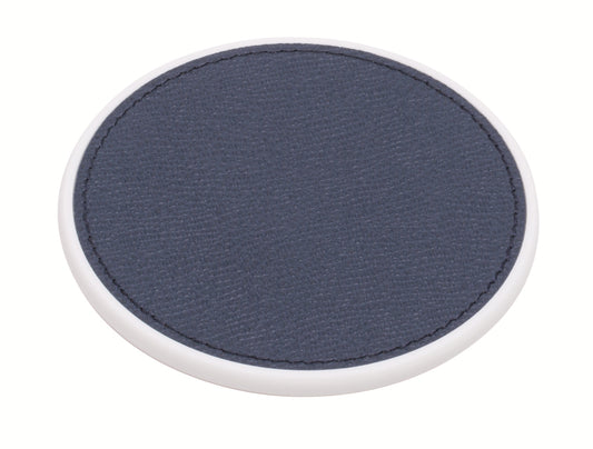 Giobagnara Sirmione Coaster Round | White Corian® with a leather insert | Fresh and modern look for any table setting | High functionality and aesthetic performance | Home Decor and Serveware | 2Jour Concierge, your luxury lifestyle shop