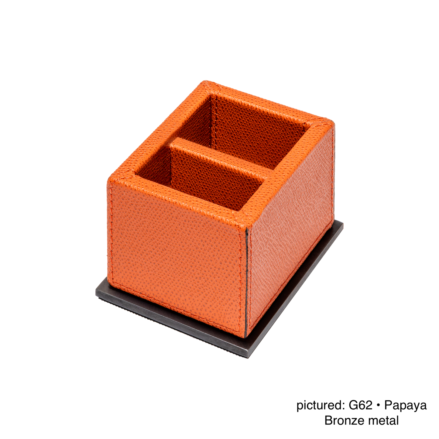 Firenze Leather-Covered Wood Sugar Packet Holder with Metal Base, Monochrome