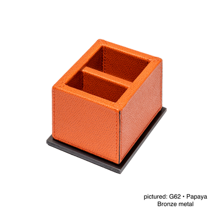 Firenze Leather-Covered Wood Sugar Packet Holder with Metal Base, Monochrome