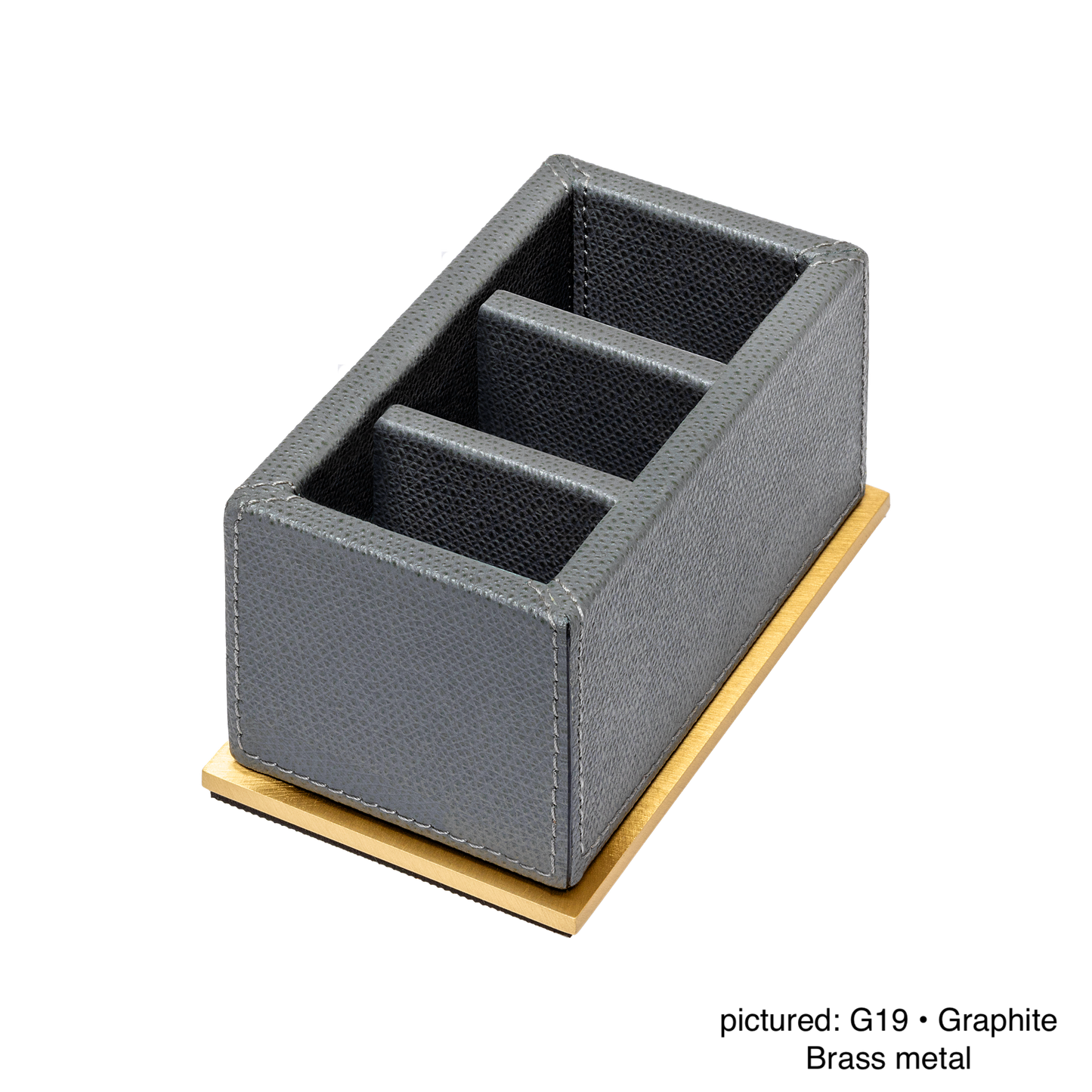 Firenze Leather-Covered Wood Sugar Packet Holder with Metal Base, Monochrome