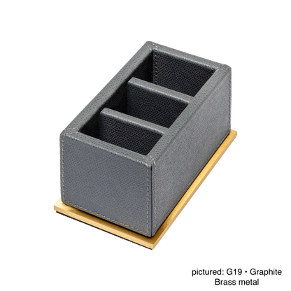 Firenze Leather-Covered Wood Sugar Packet Holder with Metal Base, Monochrome