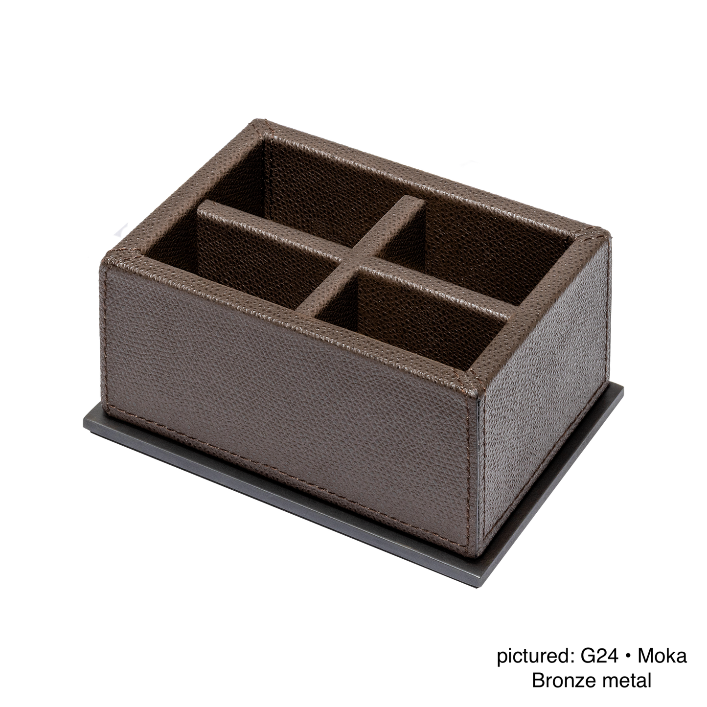 Firenze Leather-Covered Wood Sugar Packet Holder with Metal Base, Monochrome