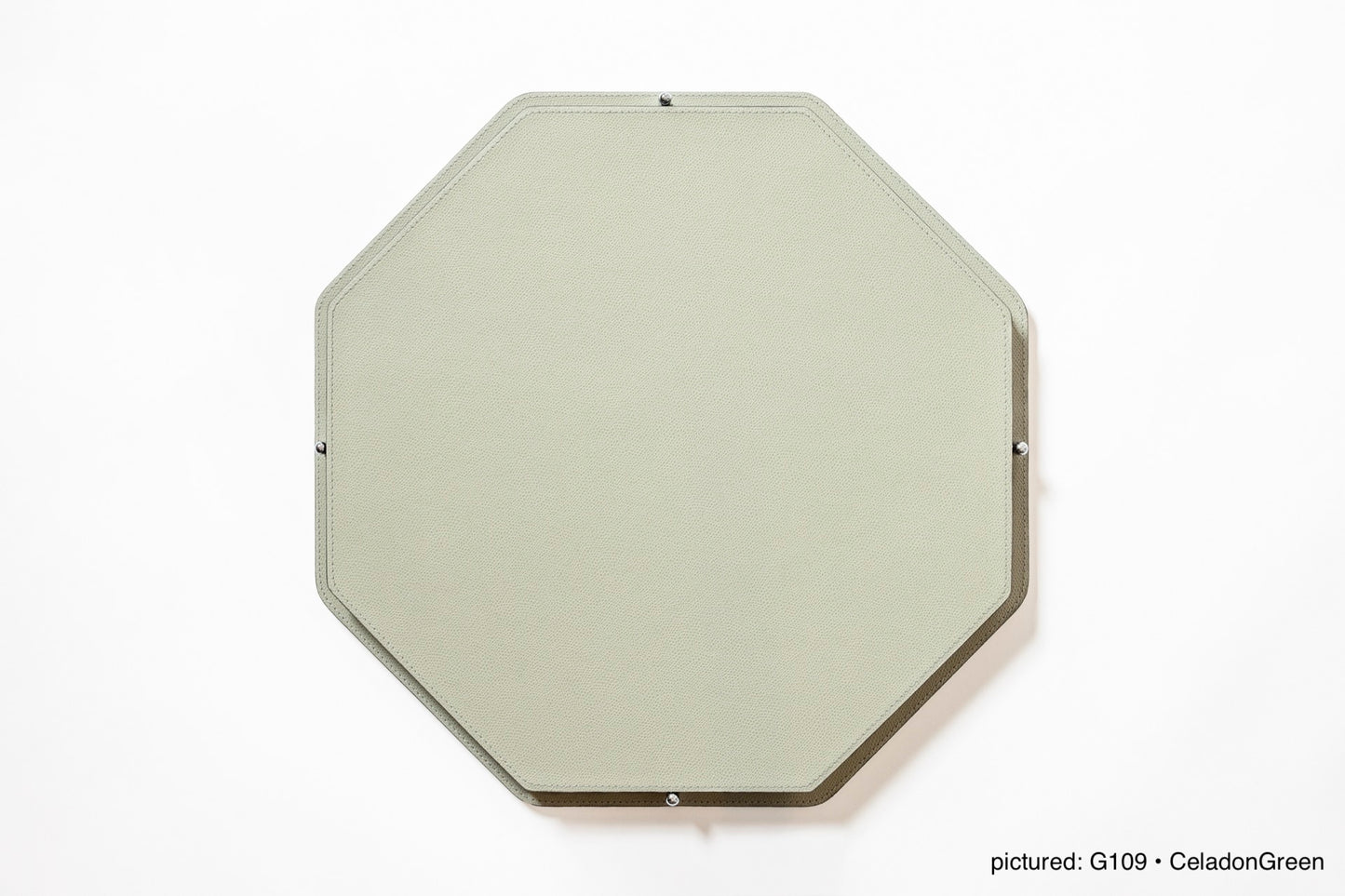 David Leather-Covered Placemat Holder, Octagonal with 6 Placemats & Polished Metal Pins