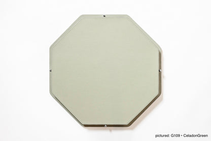 David Leather-Covered Placemat Holder, Octagonal with 6 Placemats & Polished Metal Pins