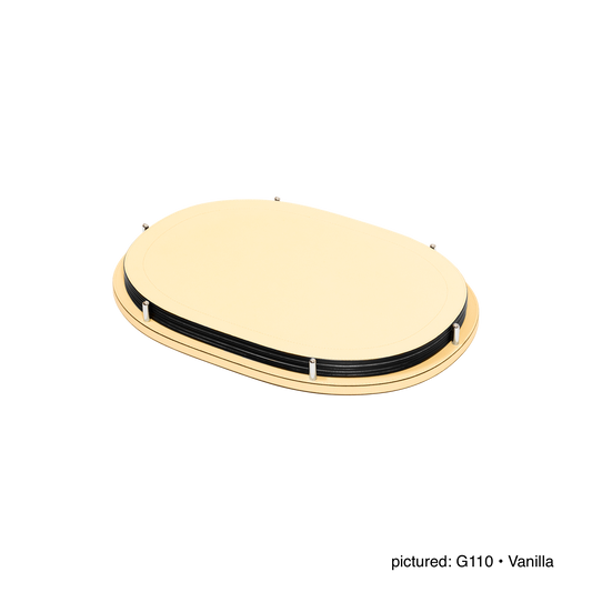 David Leather-Covered Placemat Holder, Oval with 6 Placemats & Polished Metal Pins