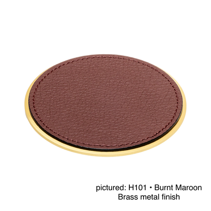 Trafalgar Leather-Covered Coaster with Metal Core