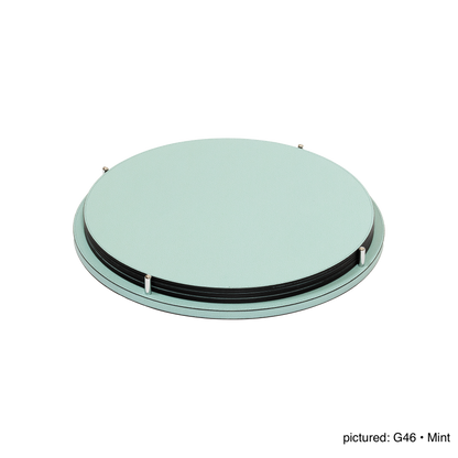 David Leather-Covered Placemat Holder, Round with 6 Placemats & Polished Metal Pins