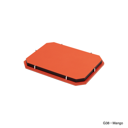 David Leather-Covered Placemat Holder, Zac with 6 Placemats & Polished Metal Pins