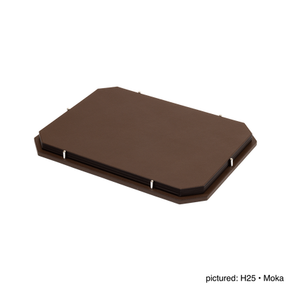 David Leather-Covered Placemat Holder, Zac with 6 Placemats & Polished Metal Pins