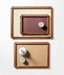 Structura Wood Tray with Leather Inlay