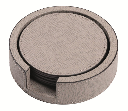 
Giobagnara Tao Coasters Holder with 6 Tao Coasters | Leather-covered wood structure designed to hold 6 Tao coasters | Tao Coasters feature an all-leather structure, semi-flexible and waterproof | Elegant and practical set | Home Decor and Serveware | 2Jour Concierge, your luxury lifestyle shop