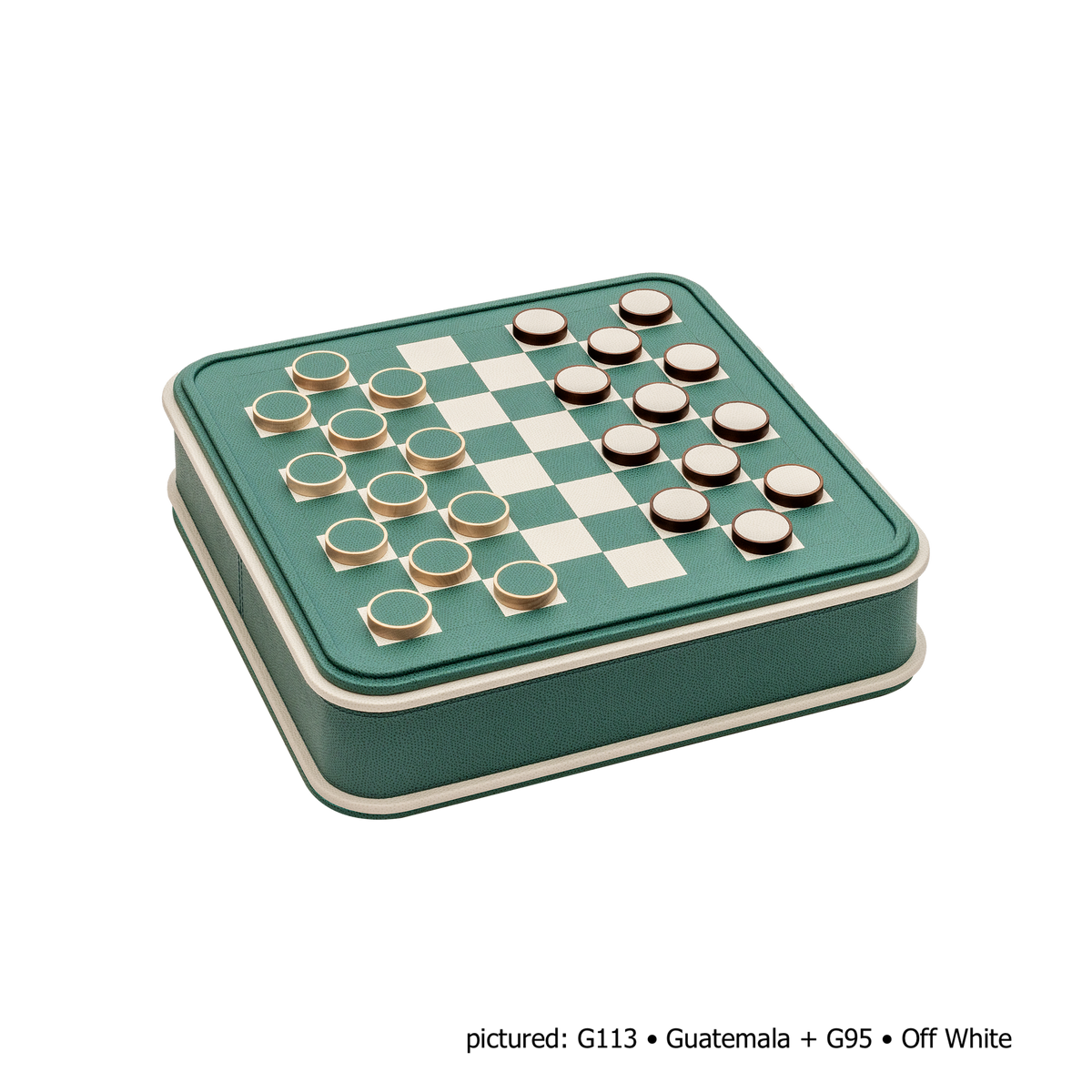 Giobagnara | Rolli Chess and Draughts Set: Leather-covered case with marquetry lid, maple and walnut pieces, leather-inlaid draughts | Game Room | 2Jour Concierge, your luxury lifestyle shop | luxury chess set, Giobagnara Rolli, leather chess board, Italian designer game set, luxury board game