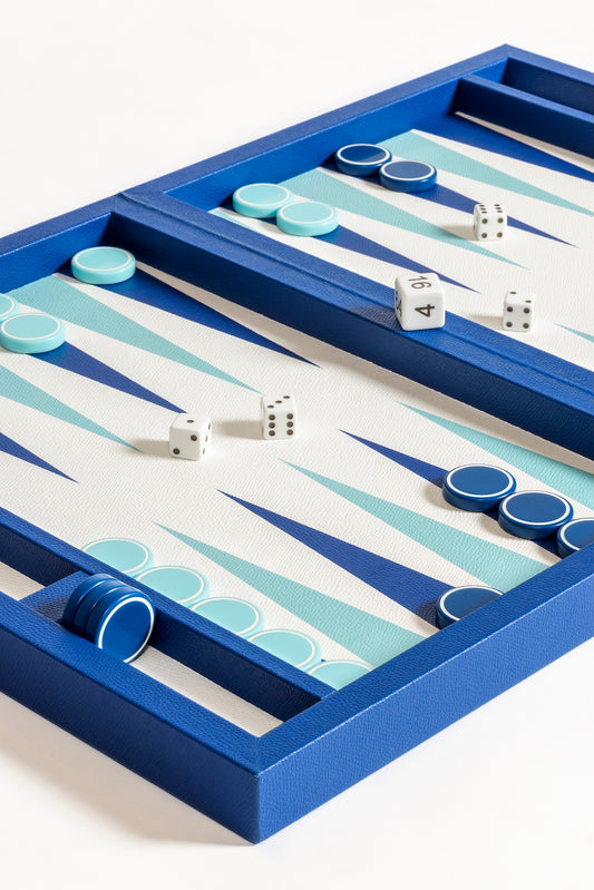 Giobagnara Lerici | Backgammon Set: Leather with high-gloss inlaid playing field, lacquered dice, and resistant acrylic chips, smooth finish | Games / Backgammon Sets | 2Jour Concierge, your luxury lifestyle shop | luxury interiors, hospitality décor, elegant living, designer home accessories, boutique hotels, refined lifestyle, yacht décor, office décor, executive interiors