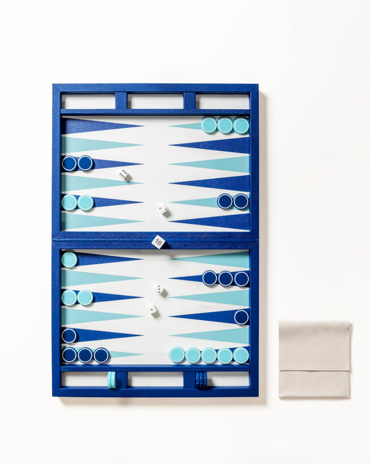 Giobagnara Lerici | Backgammon Set: Leather with high-gloss inlaid playing field, lacquered dice, and resistant acrylic chips, smooth finish | Games / Backgammon Sets | 2Jour Concierge, your luxury lifestyle shop | luxury interiors, hospitality décor, elegant living, designer home accessories, boutique hotels, refined lifestyle, yacht décor, office décor, executive interiors