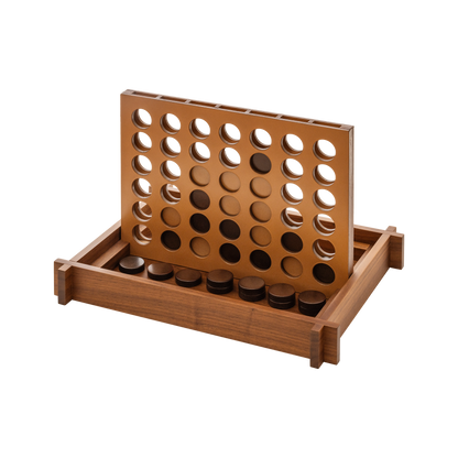 Giobagnara | Structura Connect Four Game Set: Wood structure with sole leather playing field and chips in brown and natural | Game Room | 2Jour Concierge, your luxury lifestyle shop | luxury connect four, Giobagnara Structura, sole leather game set, Italian designer game