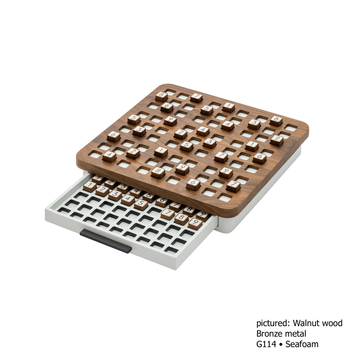 Giobagnara | Delos Sudoku Game Set Wood: Walnut or wengé board with 81 wood playing pieces and digital-printed leather inserts | Game Room | 2Jour Concierge, your luxury lifestyle shop | luxury sudoku wood, Giobagnara Delos, walnut sudoku board, Italian designer puzzle