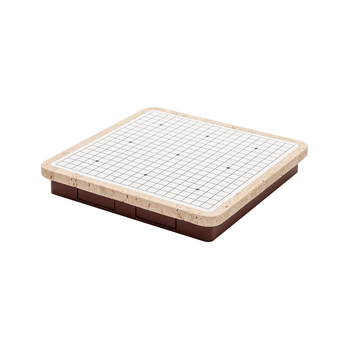 Giobagnara | Delos Go Game Set Marble: Arabescato white or travertino top with digital-printed leather playing field and Corian® beads | Game Room | 2Jour Concierge, your luxury lifestyle shop | luxury go game marble, Giobagnara Delos, marble game board, Italian designer game set