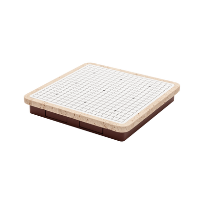 Giobagnara | Delos Go Game Set Marble: Arabescato white or travertino top with digital-printed leather playing field and Corian® beads | Game Room | 2Jour Concierge, your luxury lifestyle shop | luxury go game marble, Giobagnara Delos, marble game board, Italian designer game set