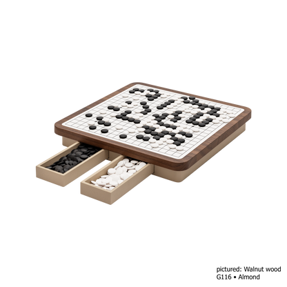 Giobagnara | Delos Go Game Set Wood: Walnut or wengé top with digital-printed leather playing field and Corian® playing beads | Game Room | 2Jour Concierge, your luxury lifestyle shop | luxury go game wood, Giobagnara Delos, walnut game board, Italian designer game set