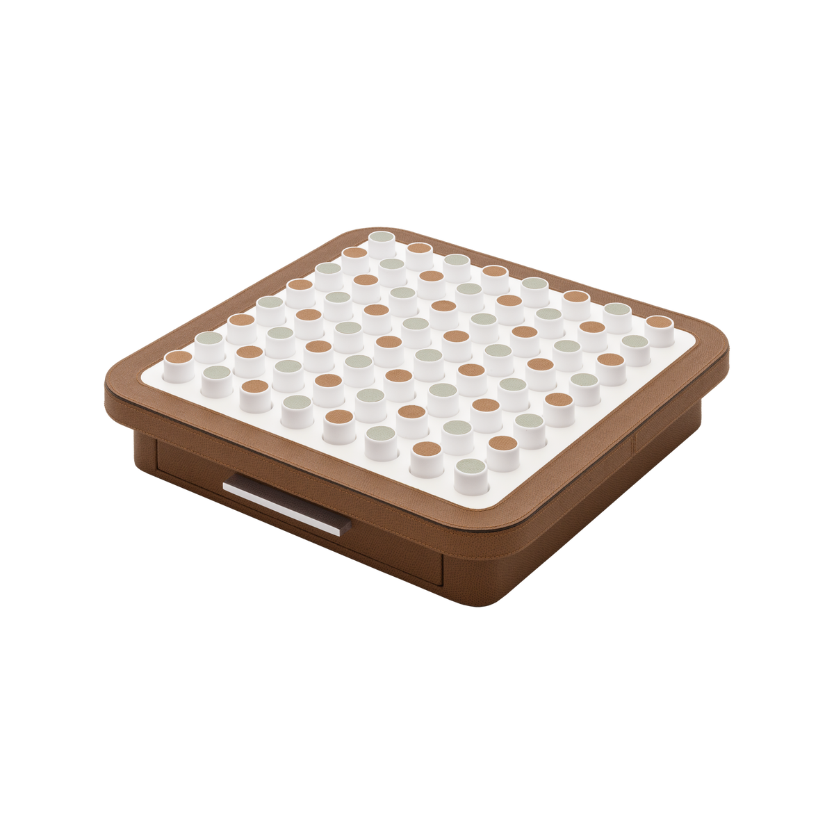 Giobagnara | Delos Othello Game Set Corian®: Corian® leather-covered board with Corian® playing pieces and leather inserts | Game Room | 2Jour Concierge, your luxury lifestyle shop | luxury othello Corian, Giobagnara Delos, Corian game board, Italian designer game