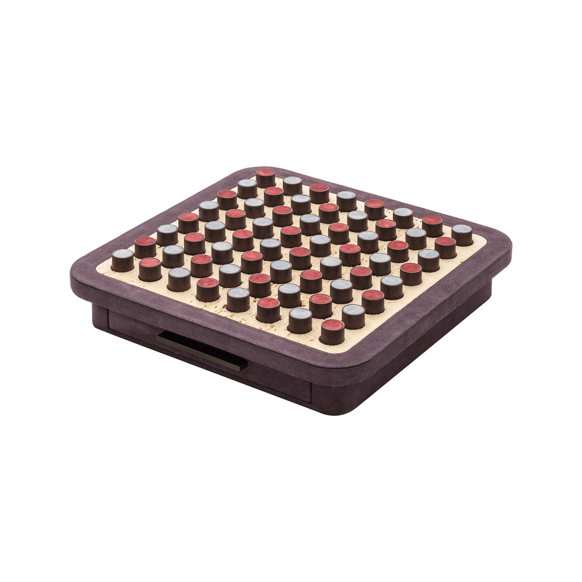 Giobagnara | Delos Othello Game Set Marble: Arabescato white or travertino leather-covered board with metal playing pieces and leather inserts | Game Room | 2Jour Concierge, your luxury lifestyle shop | luxury othello marble, Giobagnara Delos, marble game board, Italian designer game