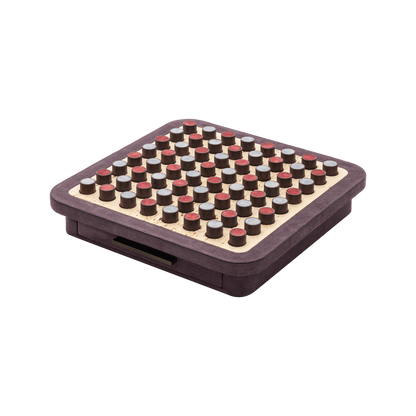 Giobagnara | Delos Othello Game Set Marble: Arabescato white or travertino leather-covered board with metal playing pieces and leather inserts | Game Room | 2Jour Concierge, your luxury lifestyle shop | luxury othello marble, Giobagnara Delos, marble game board, Italian designer game