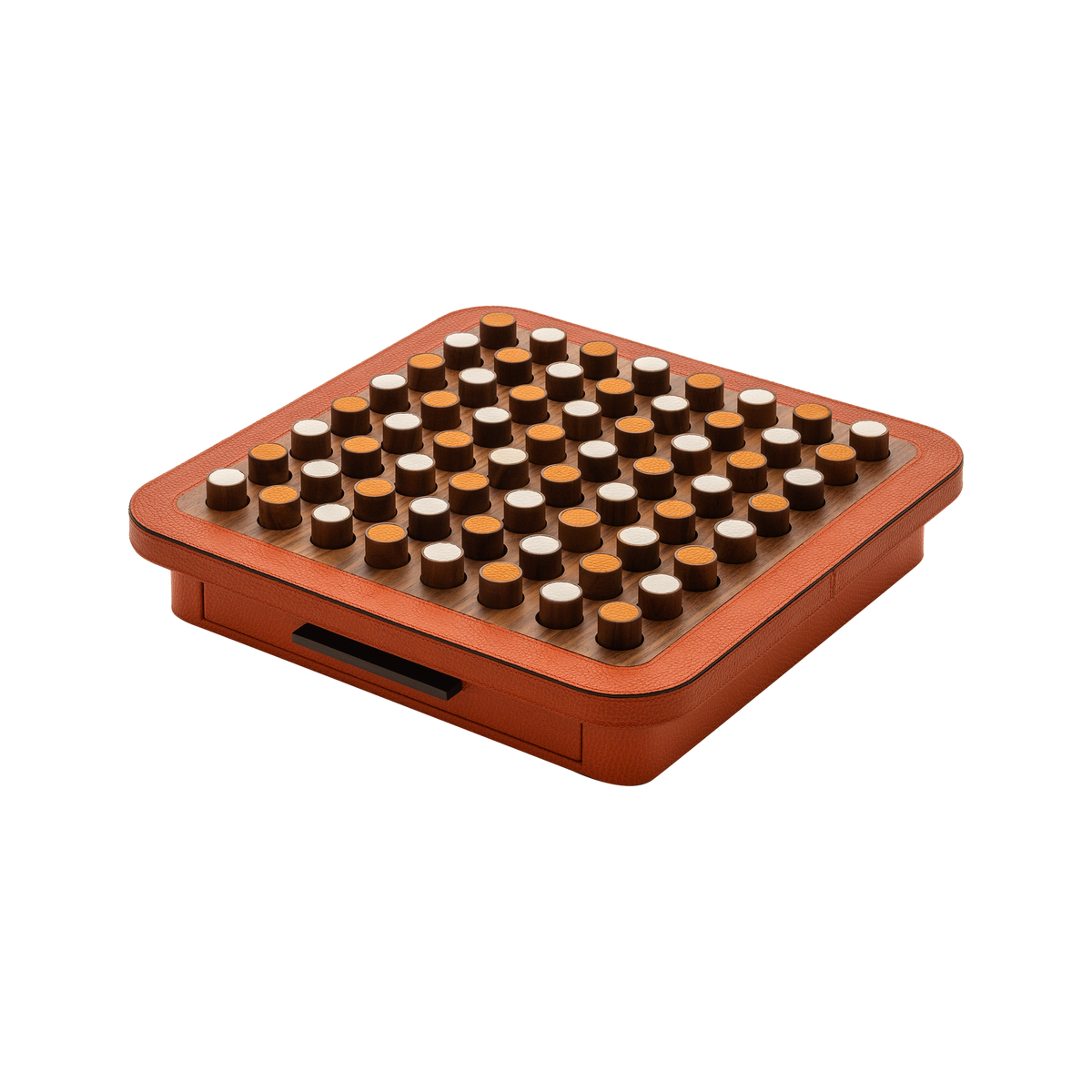 Giobagnara | Delos Othello Game Set Wood: Walnut or wengé leather-covered board with wood playing pieces and leather inserts | Game Room | 2Jour Concierge, your luxury lifestyle shop | luxury othello wood, Giobagnara Delos, walnut game board, Italian designer game