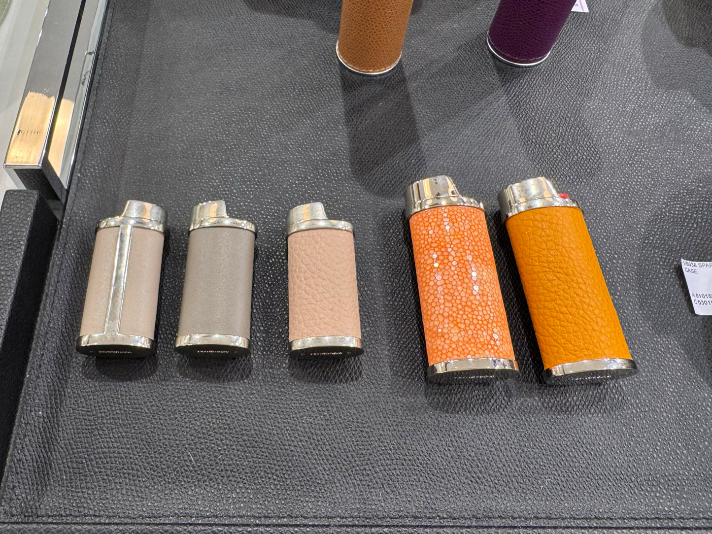 Spark Chrome Lighter Case With Leather Inserts