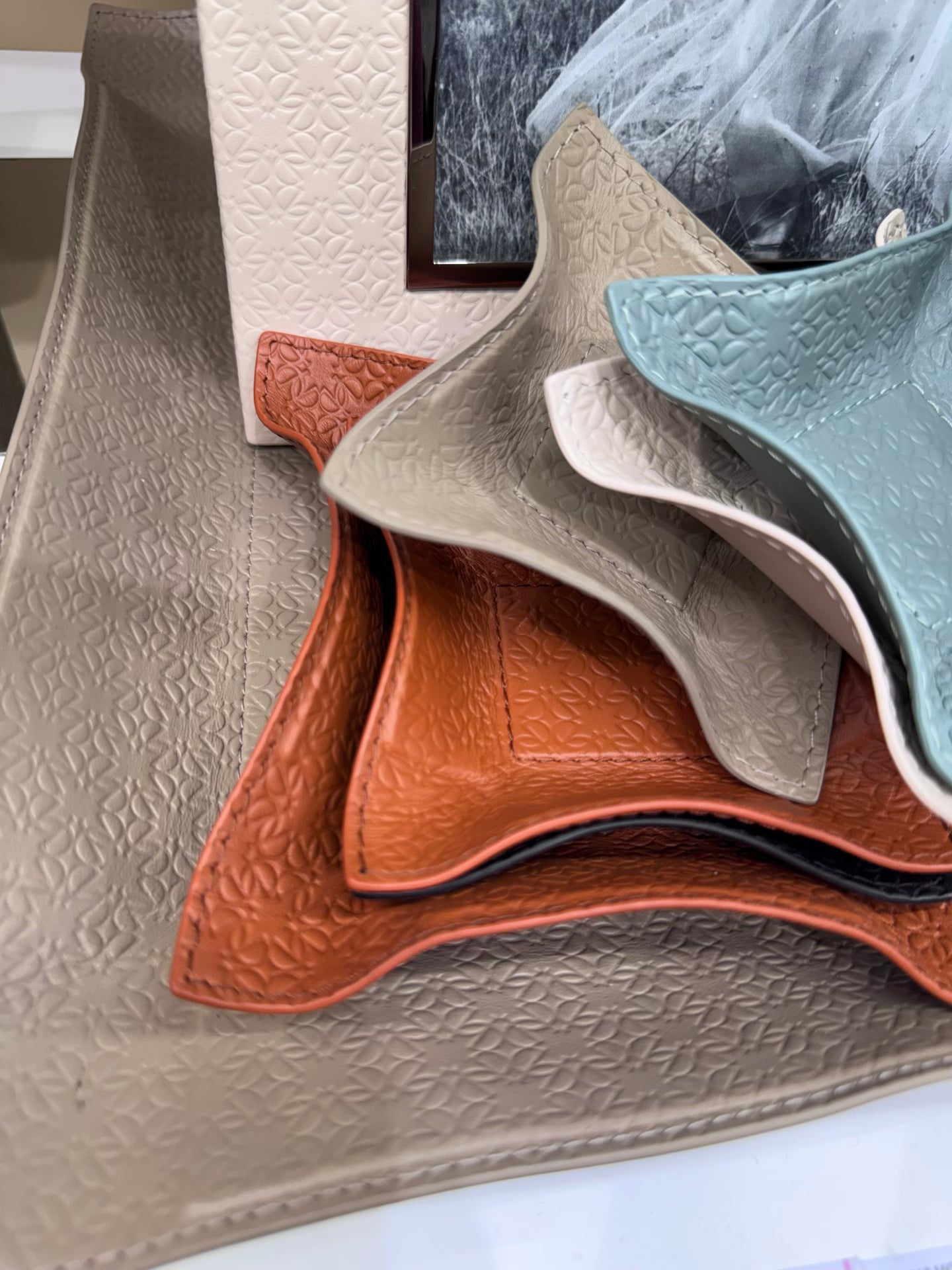 Giobagnara x Elie Saab Monogram Valet Tray | Leather lining with Elie Saab Monogram pattern | Metal structure with rigid core and bendable sides | Available in square and rectangular shapes | Luxurious and functional design | Home Decor and Accessories | 2Jour Concierge, your luxury lifestyle shop