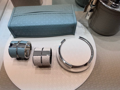 x Elie Saab Monogram Leather Coaster Holder with 6 Coasters