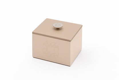 Giobagnara  ×  Elie Saab | Lacquer Ecusson Trinket Box: Leather box with padded Monogram lining and carved acrylic lid — rectangular low, square high, container | Decor | 2Jour Concierge, your luxury lifestyle shop | luxury trinket box, Giobagnara Elie Saab, Monogram leather box, designer jewellery box