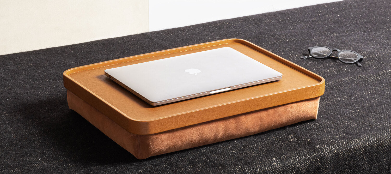 Giobagnara x Poltrona Frau Laptop Tray | Leather-Covered Wood Structure | Soft Padding with Microbead Filling | Top Made in Pelle Frau® Leather | Ideal for Tablets and Laptops | Discover Luxury Accessories at 2Jour Concierge, #1 luxury high-end gift & lifestyle shop