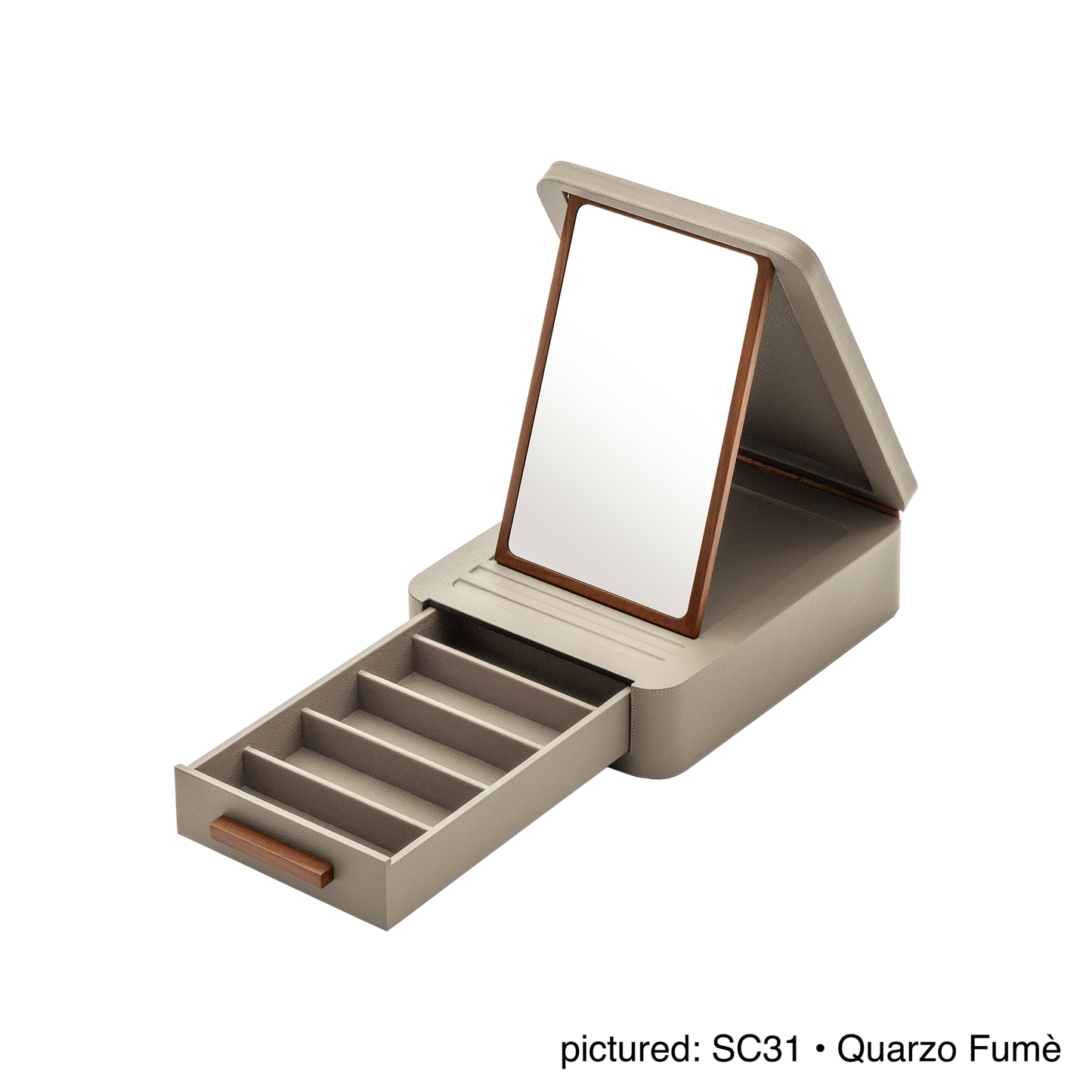 Giobagnara | Glasses Box Pelle Frau®: Leather-covered box with mirror and drawers for eyewear storage | Accessories Storage | 2Jour Concierge | luxury glasses organisers