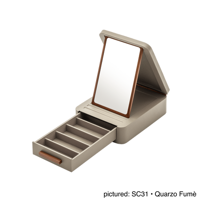 Giobagnara | Glasses Box Pelle Frau®: Leather-covered box with mirror and drawers for eyewear storage | Accessories Storage | 2Jour Concierge | luxury glasses organisers