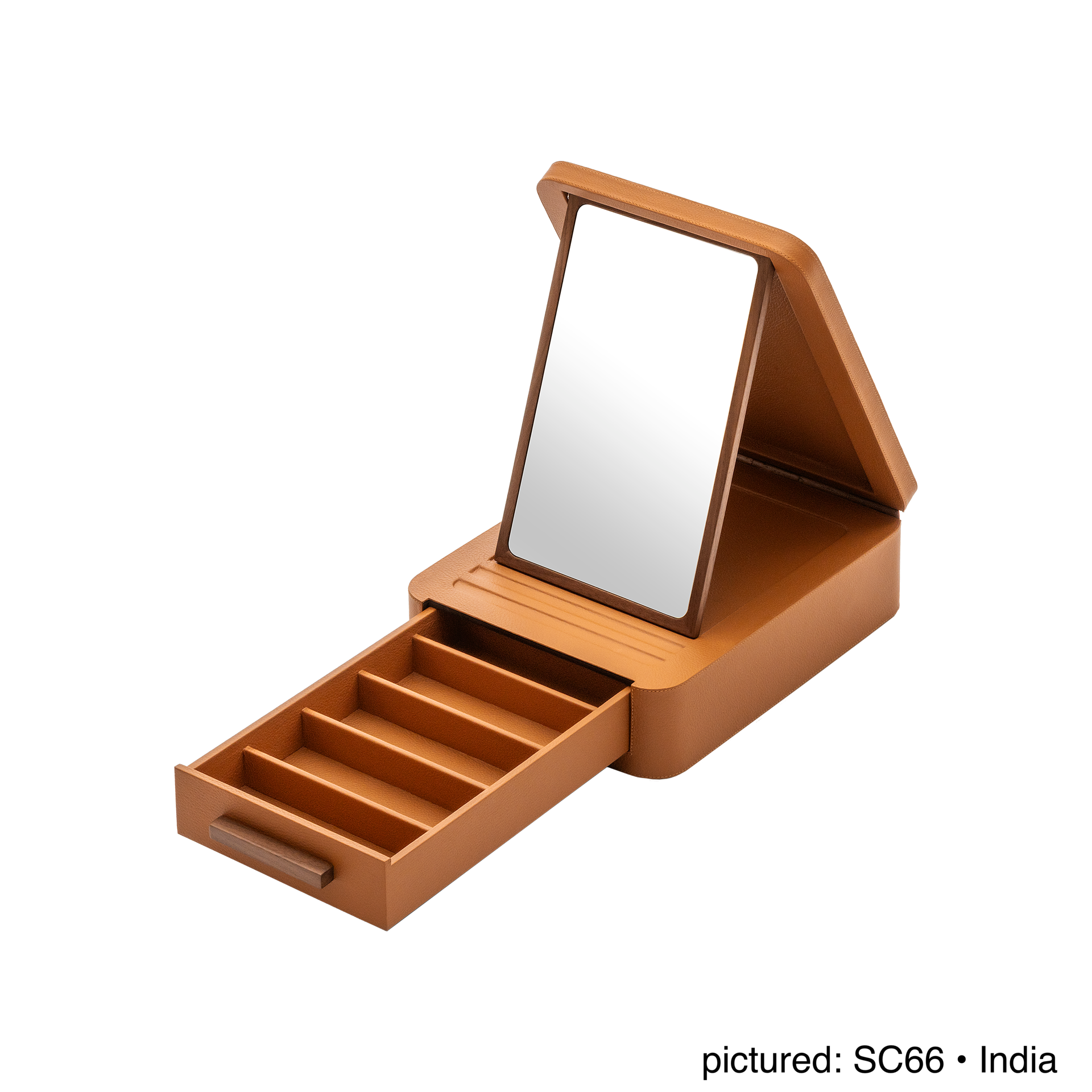 Giobagnara | Glasses Box Pelle Frau®: Leather-covered box with mirror and drawers for eyewear storage | Accessories Storage | 2Jour Concierge | luxury glasses organisers