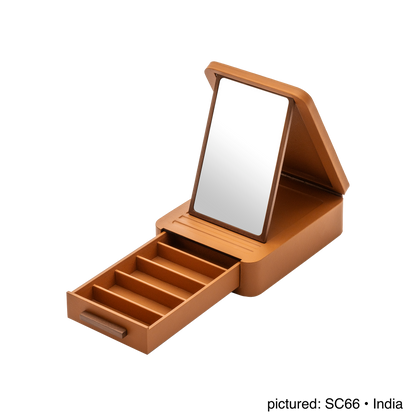 Giobagnara | Glasses Box Pelle Frau®: Leather-covered box with mirror and drawers for eyewear storage | Accessories Storage | 2Jour Concierge | luxury glasses organisers