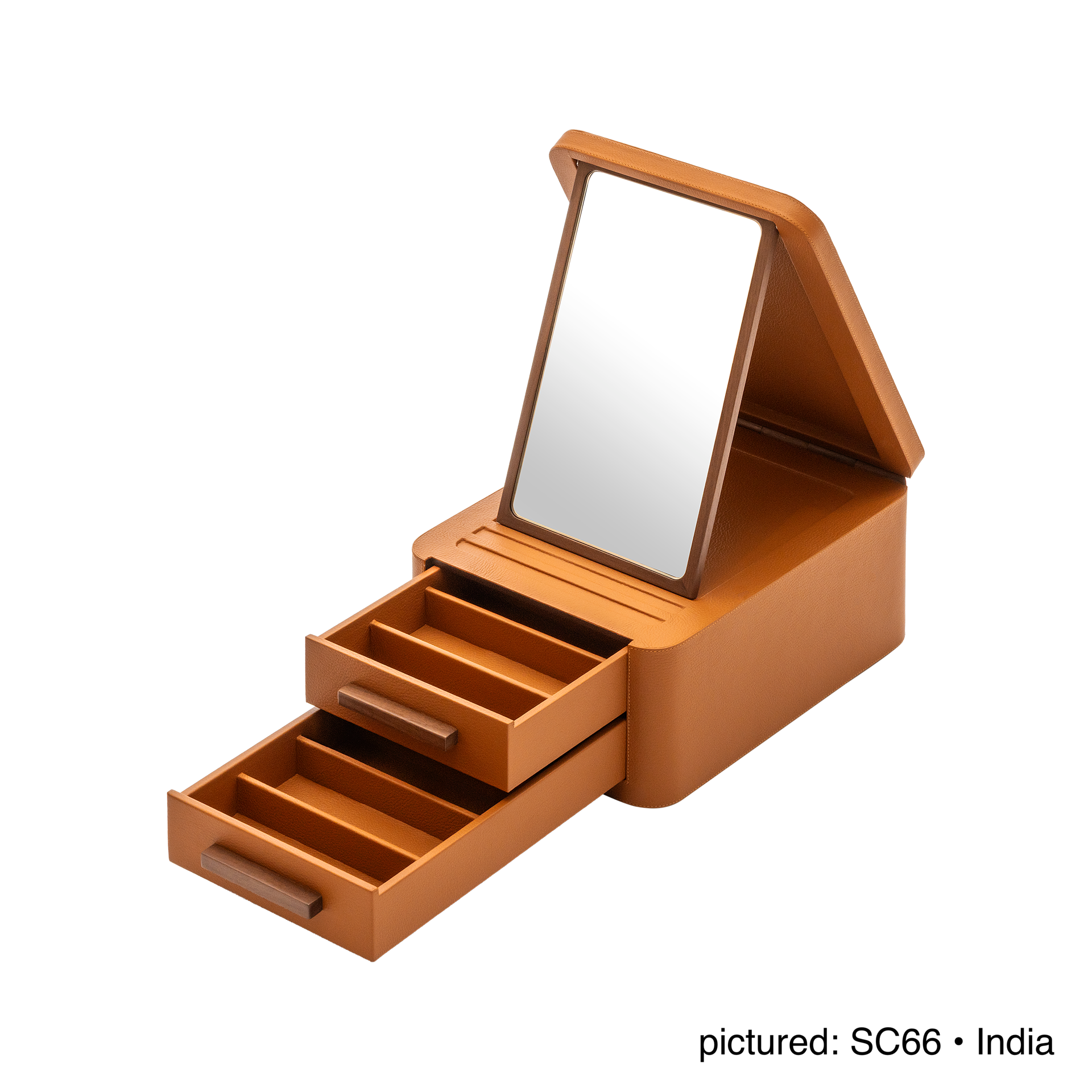 Giobagnara | Glasses Box Pelle Frau®: Leather-covered box with mirror and drawers for eyewear storage | Accessories Storage | 2Jour Concierge | luxury glasses organisers