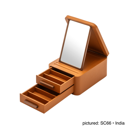 Giobagnara | Glasses Box Pelle Frau®: Leather-covered box with mirror and drawers for eyewear storage | Accessories Storage | 2Jour Concierge | luxury glasses organisers
