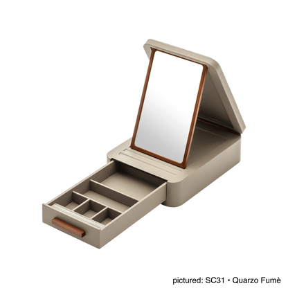 Giobagnara | Jewellery Box Pelle Frau®: Leather-covered box with mirror and compartmentalized drawers | Jewelry Storage | 2Jour Concierge | luxury jewellery organisers