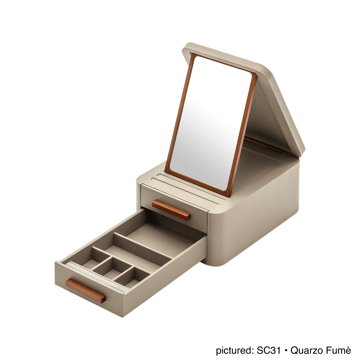 Giobagnara | Jewellery Box Pelle Frau®: Leather-covered box with mirror and compartmentalized drawers | Jewelry Storage | 2Jour Concierge | luxury jewellery organisers