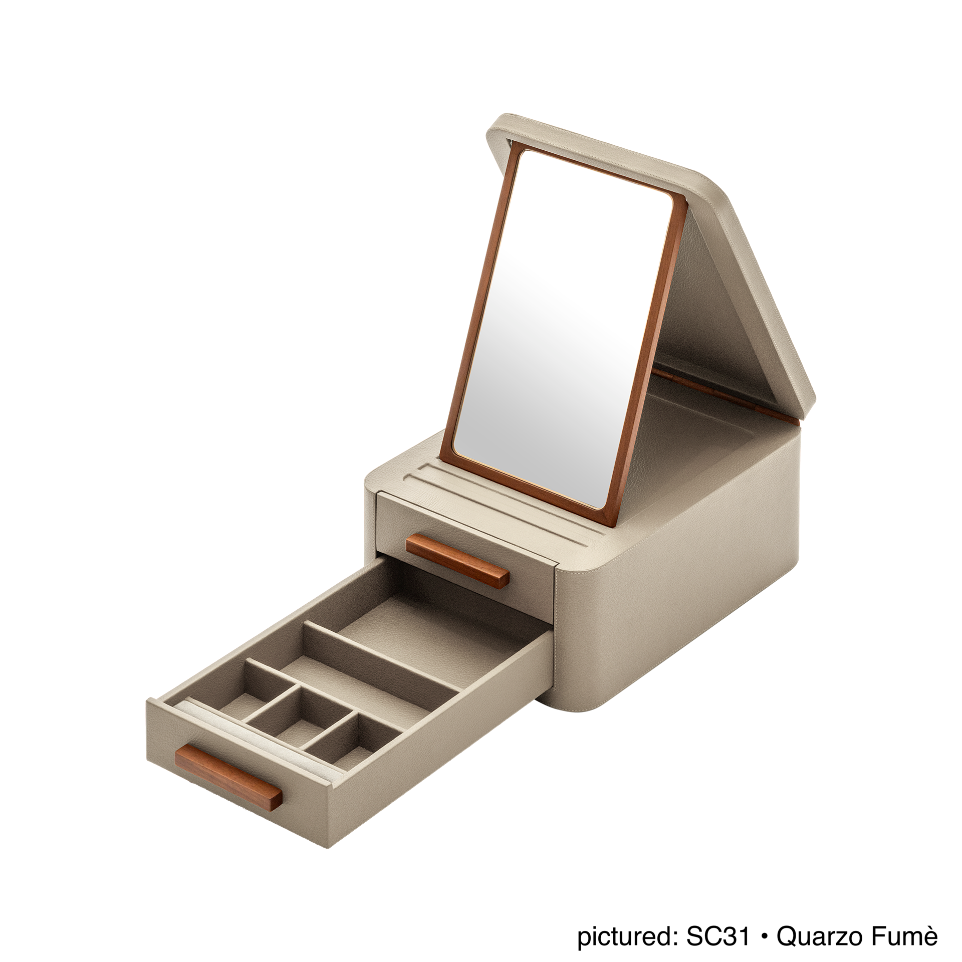 Giobagnara | Jewellery Box Pelle Frau®: Leather-covered box with mirror and compartmentalized drawers | Jewelry Storage | 2Jour Concierge | luxury jewellery organisers