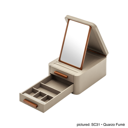Giobagnara | Jewellery Box Pelle Frau®: Leather-covered box with mirror and compartmentalized drawers | Jewelry Storage | 2Jour Concierge | luxury jewellery organisers