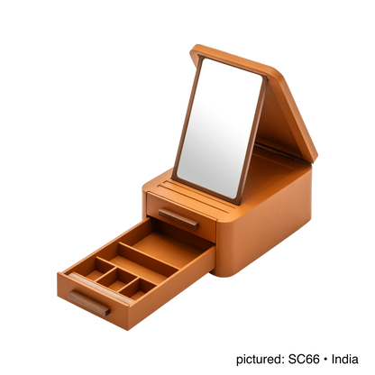 Giobagnara | Jewellery Box Pelle Frau®: Leather-covered box with mirror and compartmentalized drawers | Jewelry Storage | 2Jour Concierge | luxury jewellery organisers
