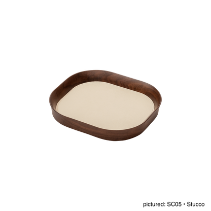x Poltrona Frau Walnut Wood Valet Tray, Rectangular with Pelle Frau® Leather Inlay