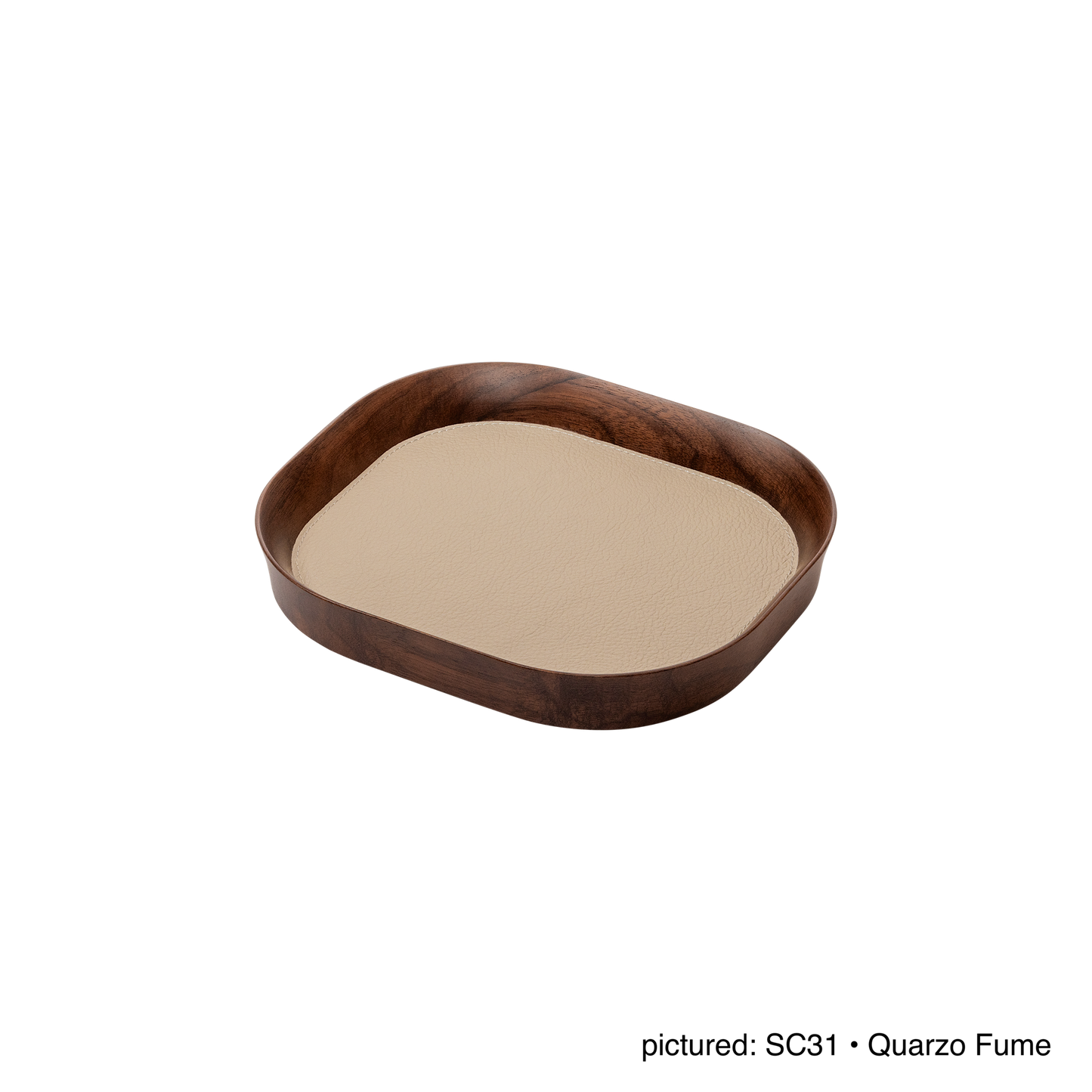 x Poltrona Frau Walnut Wood Valet Tray, Rectangular with Pelle Frau® Leather Inlay